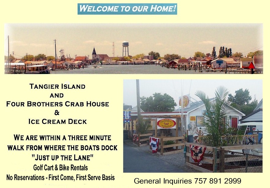 Welcome to Tangier Island and the Four Brothers Crab House